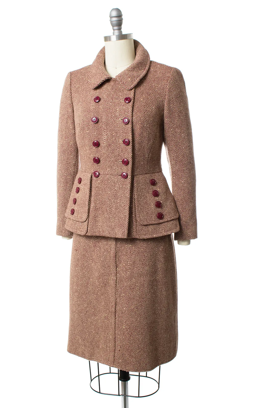 1940s Style Wool Tweed Skirt Suit | small