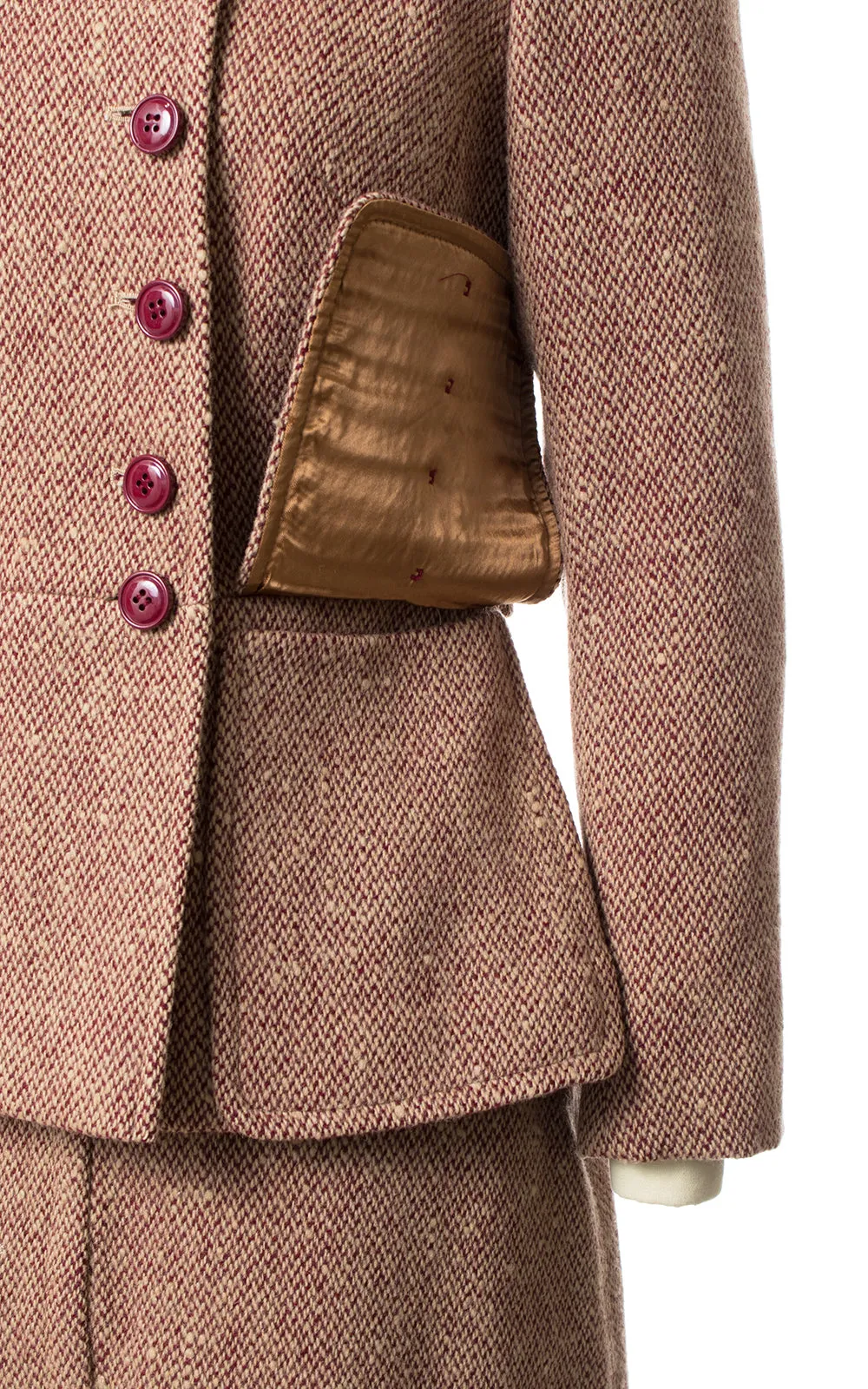 1940s Style Wool Tweed Skirt Suit | small