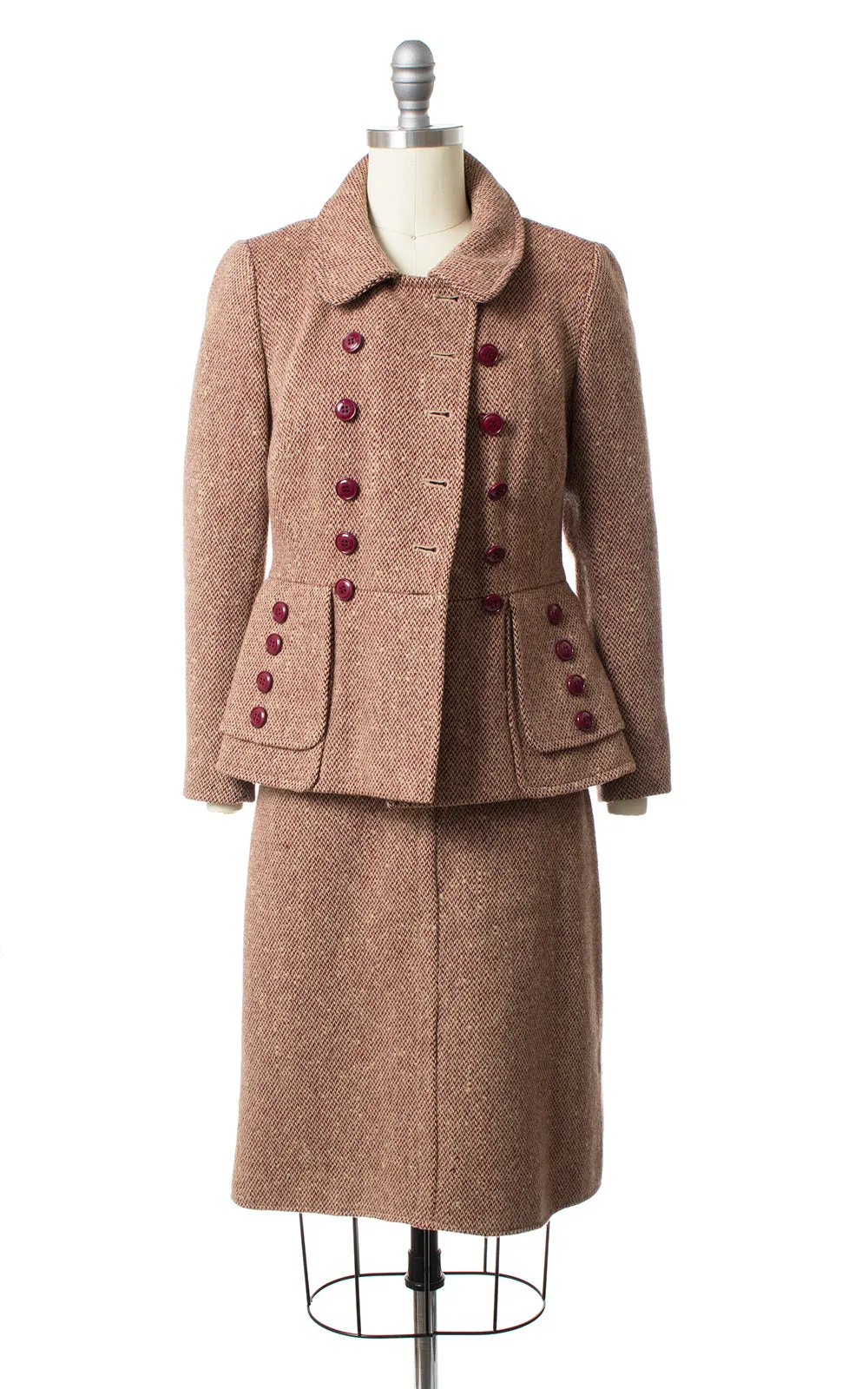 1940s Style Wool Tweed Skirt Suit | small