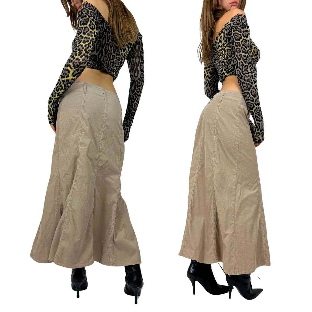 90s Tan Corduroy Maxi Skirt (S)