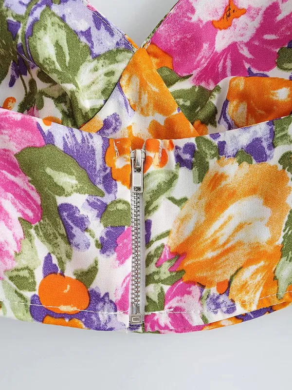 A-Line Mini Skirt & Crop Cami in Tropical Prints
