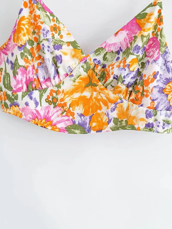 A-Line Mini Skirt & Crop Cami in Tropical Prints