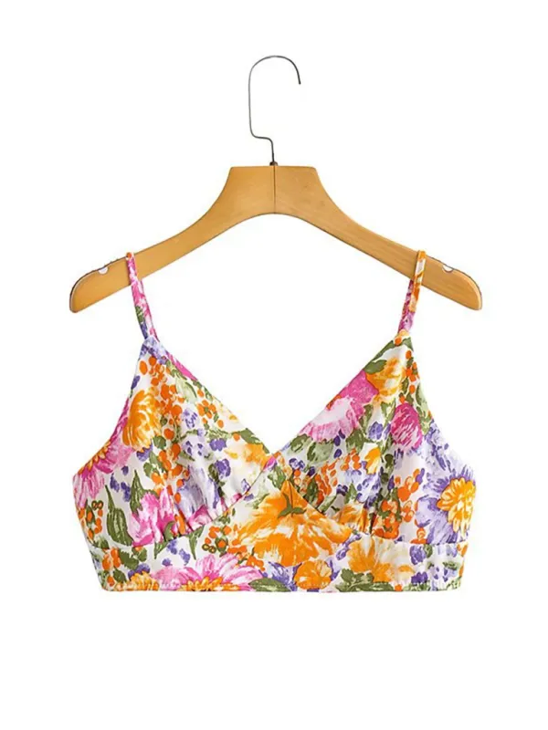 A-Line Mini Skirt & Crop Cami in Tropical Prints