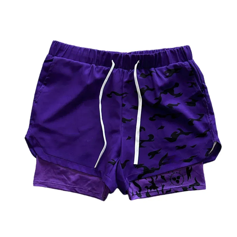 Anime Purple Mesh Gym Shorts