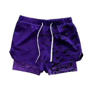 Anime Purple Mesh Gym Shorts