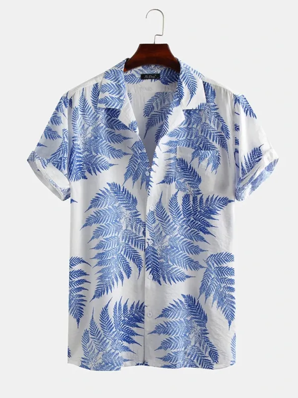 Beachwear Hawaiian Shirt with Notch Lapel for Men
