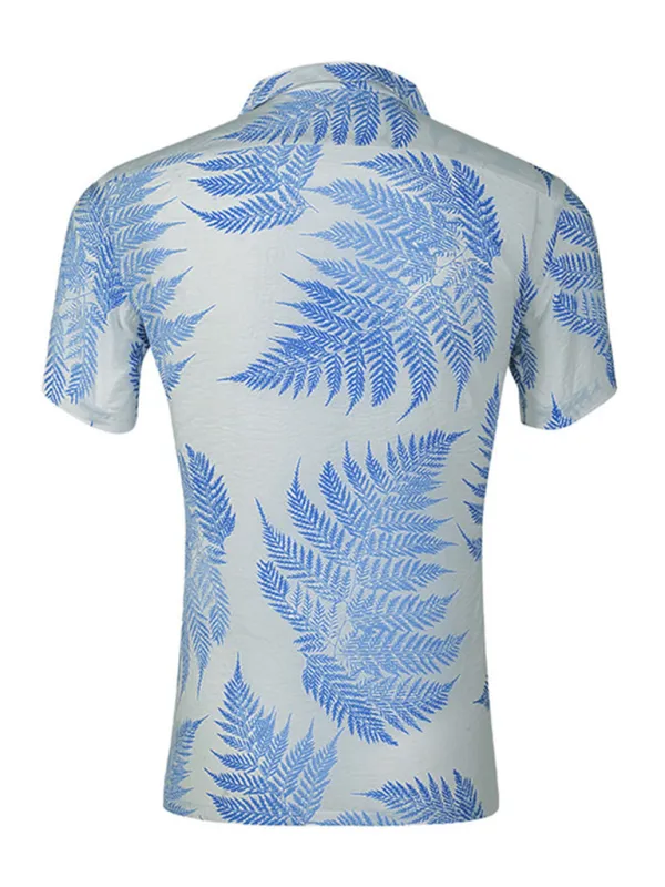 Beachwear Hawaiian Shirt with Notch Lapel for Men