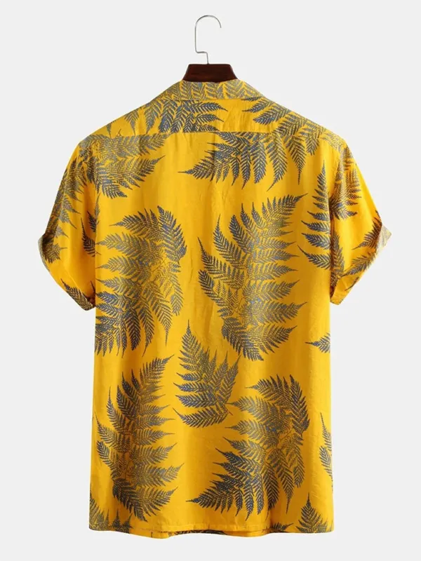 Beachwear Hawaiian Shirt with Notch Lapel for Men