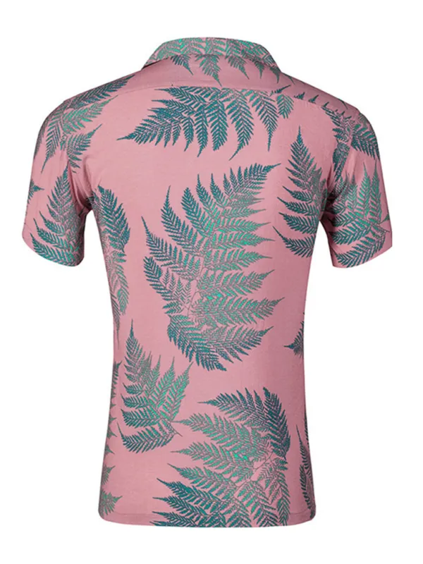 Beachwear Hawaiian Shirt with Notch Lapel for Men