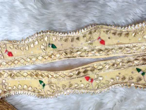 Beige Traditional Gota Work Embroidered Border