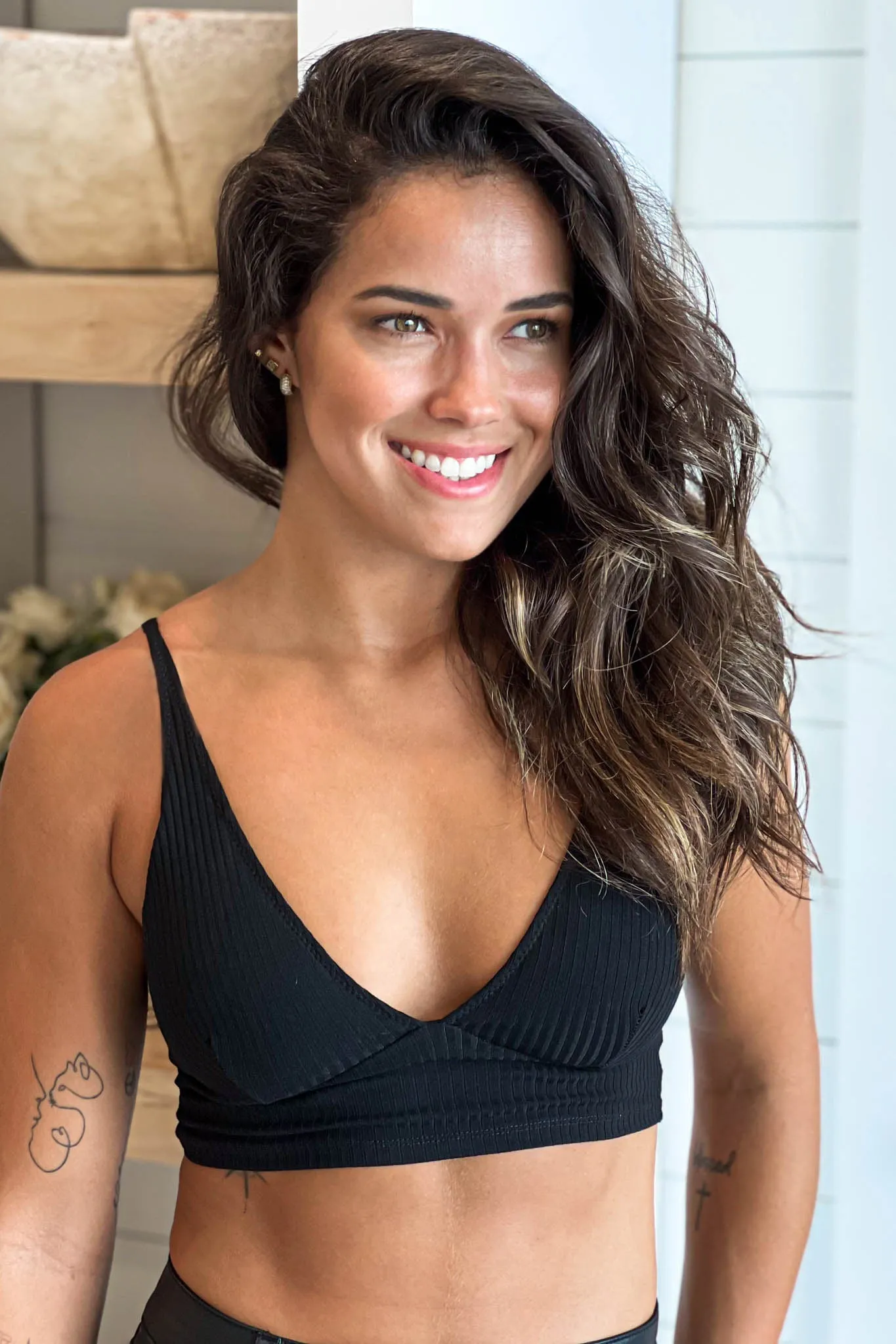 Black Lace Back Ribbed Bralette