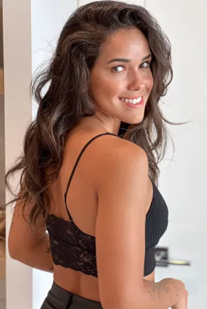 Black Lace Back Ribbed Bralette