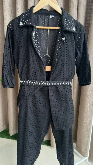 Black pearl worked coord set