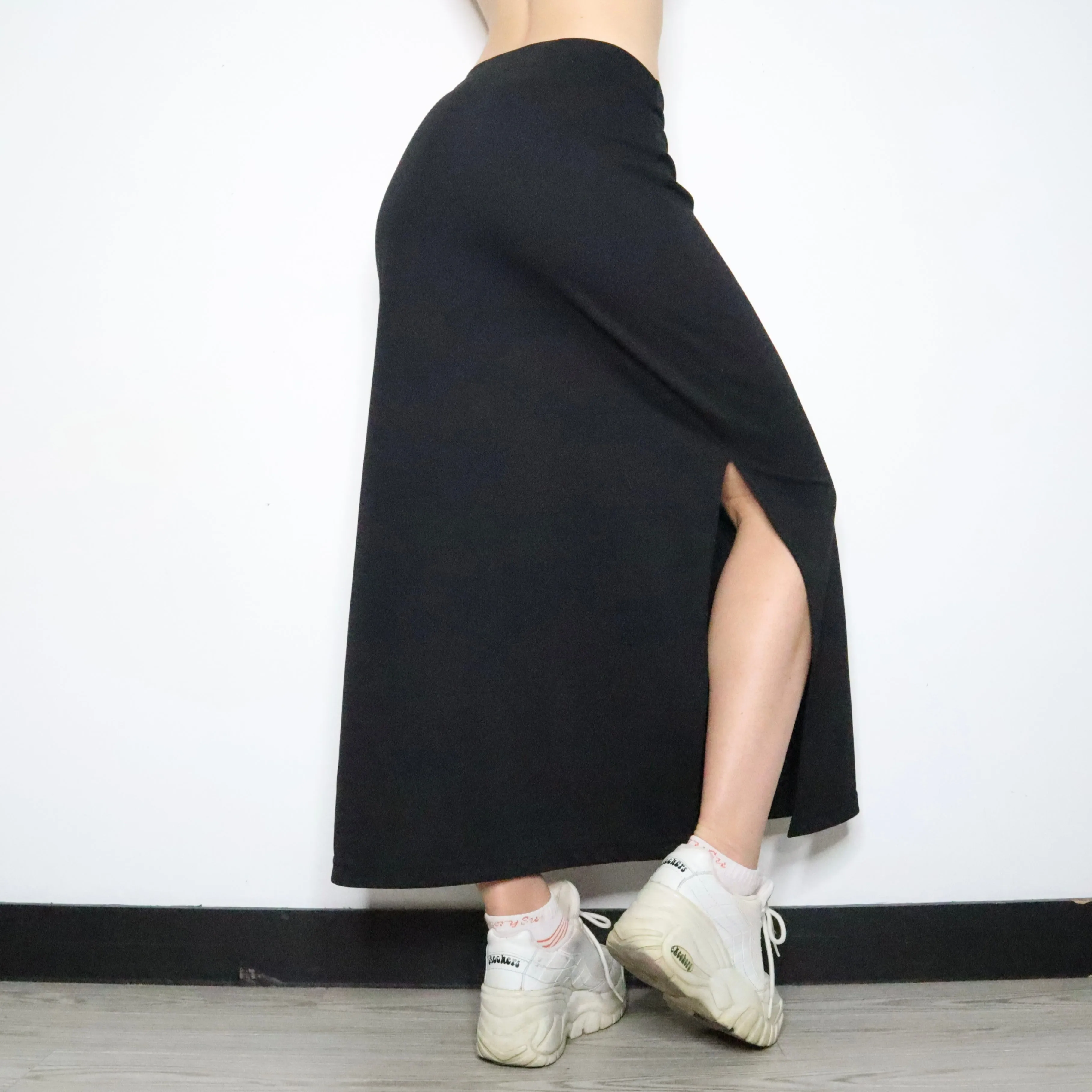 Black Slit Maxi Skirt (Small)