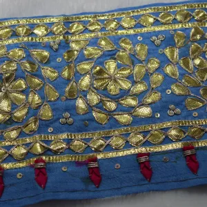 Blue Fancy Gota Embroidered Border