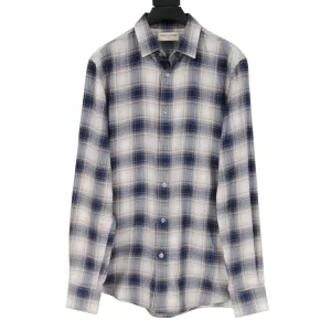 Blue White Flannel Button Down Shirt