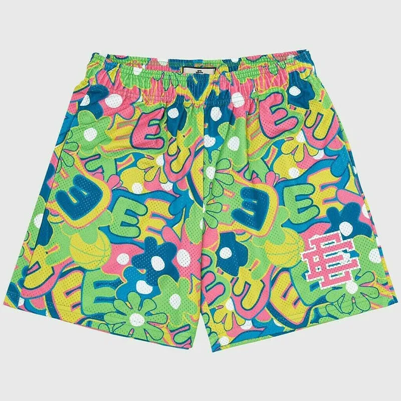 Brandon - Men's Gym Shorts - Floral Print Mesh Basketball Beachwear