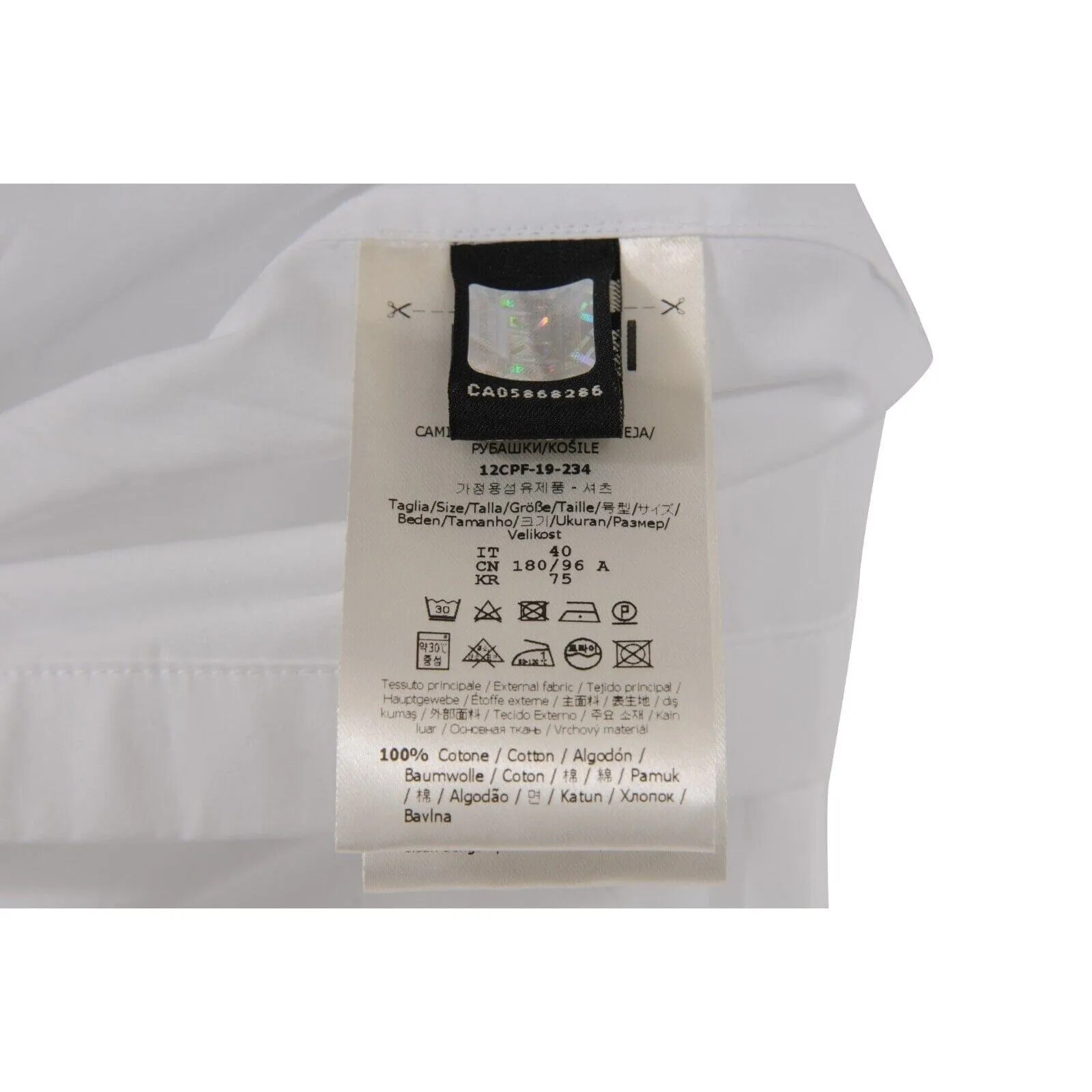 Button Down Shirt White BrownWhite FF Logo Collar Long Sleeve