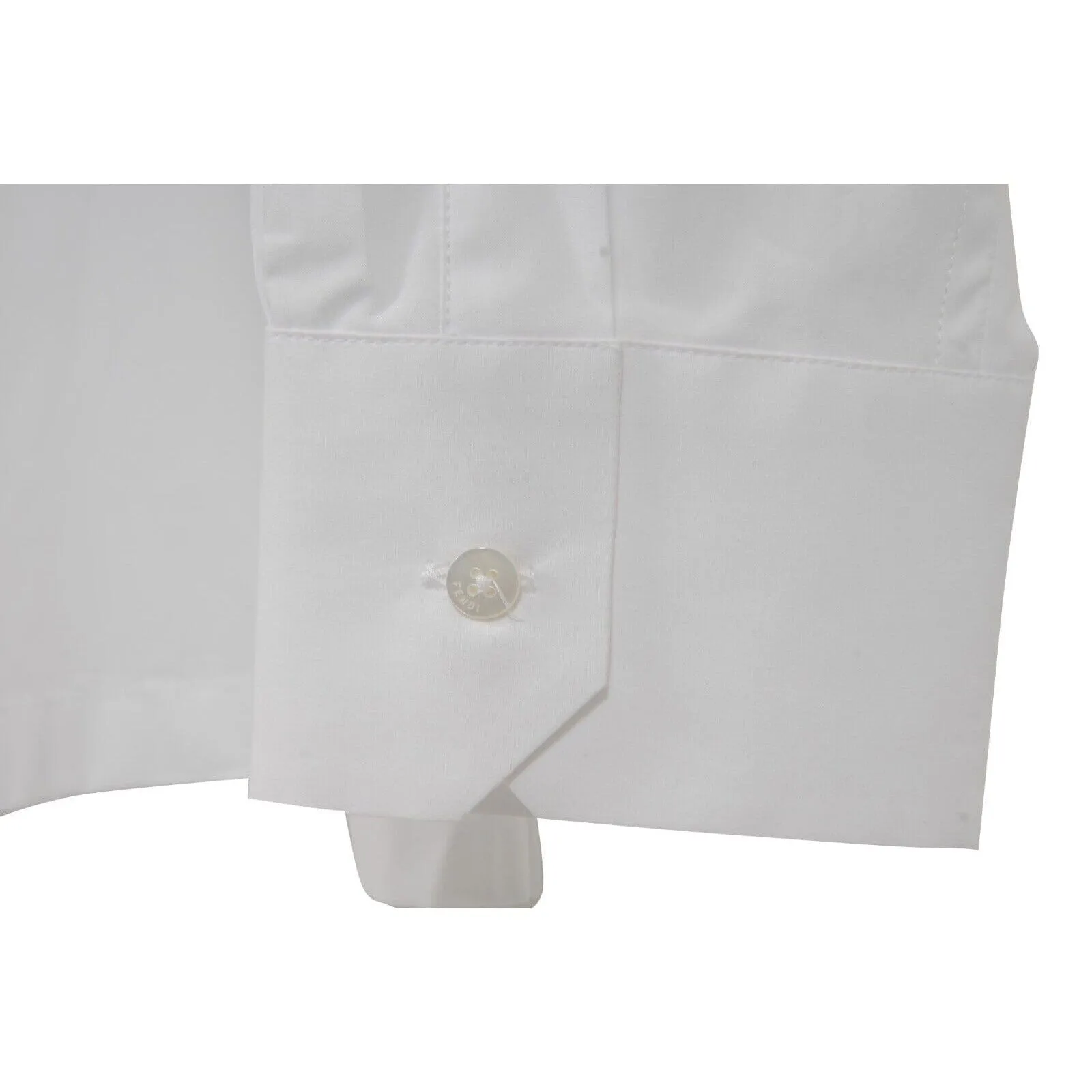 Button Down Shirt White BrownWhite FF Logo Collar Long Sleeve