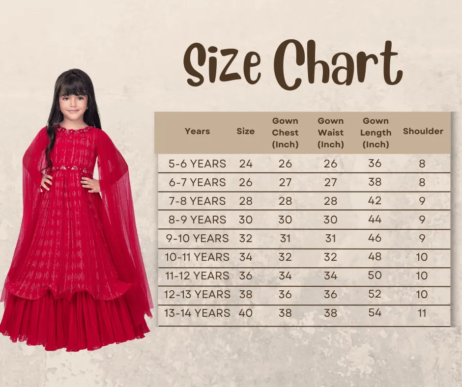 Cape Style Gowns For Girls / Fancy Sleeves Rani Coloured Gowns For Girls / Party Wear Gowns