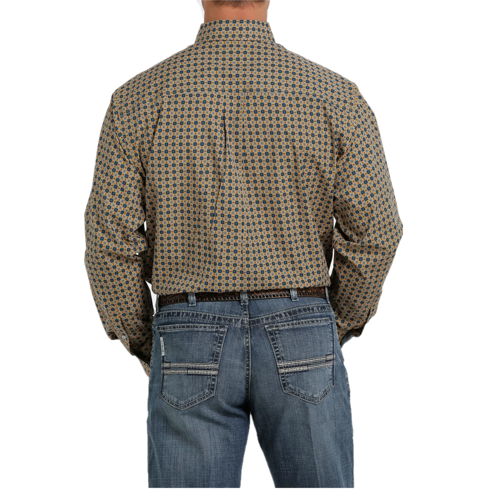 Cinch® Men's Square Printed Gold Button Down Shirt MTW1105341