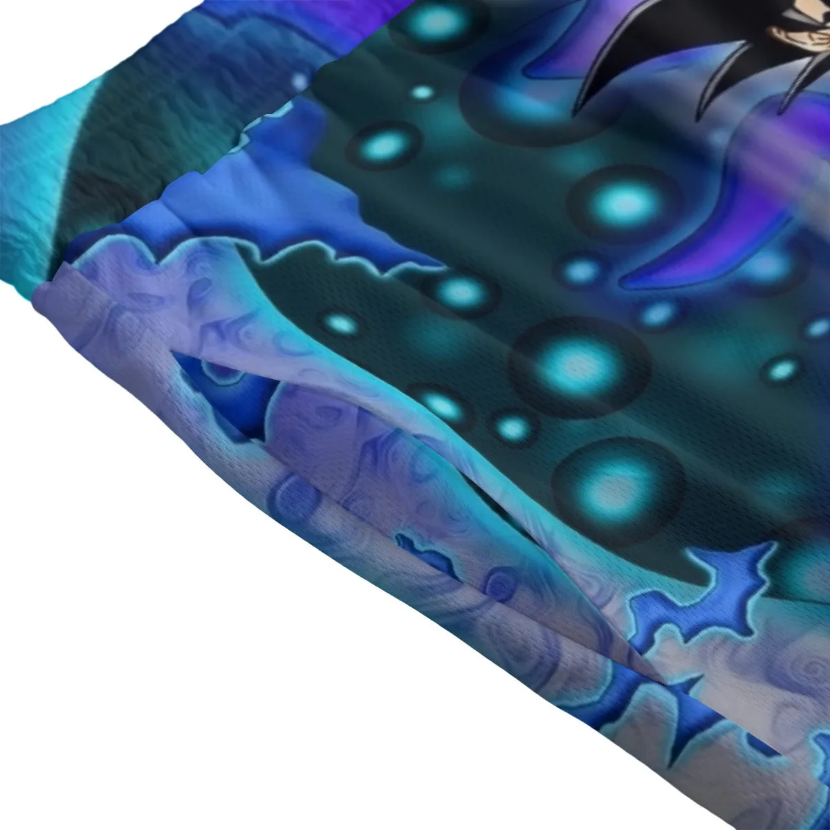 DBZ Goku Muscular Saiyan Vibrant Background Art Style Mesh Shorts