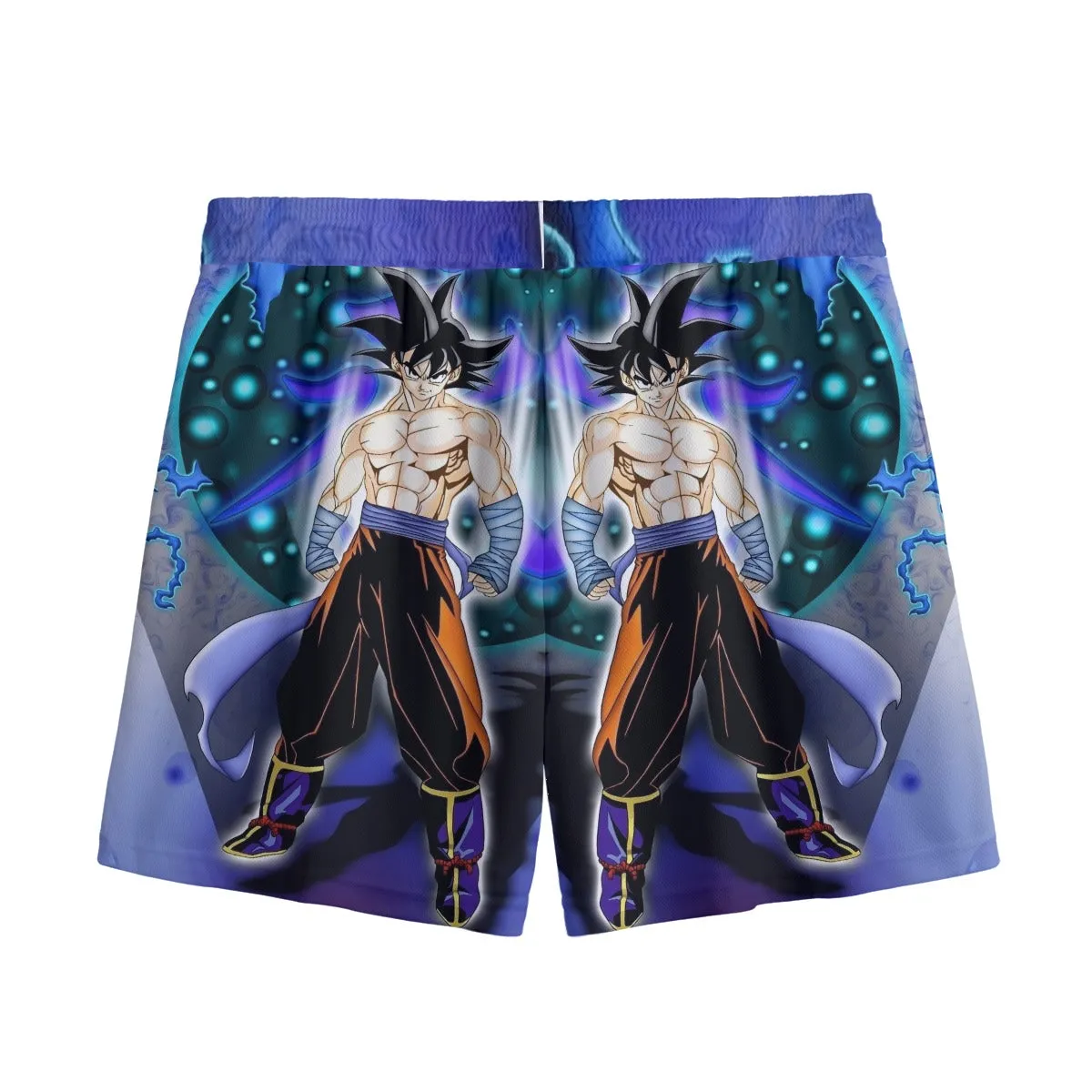 DBZ Goku Muscular Saiyan Vibrant Background Art Style Mesh Shorts