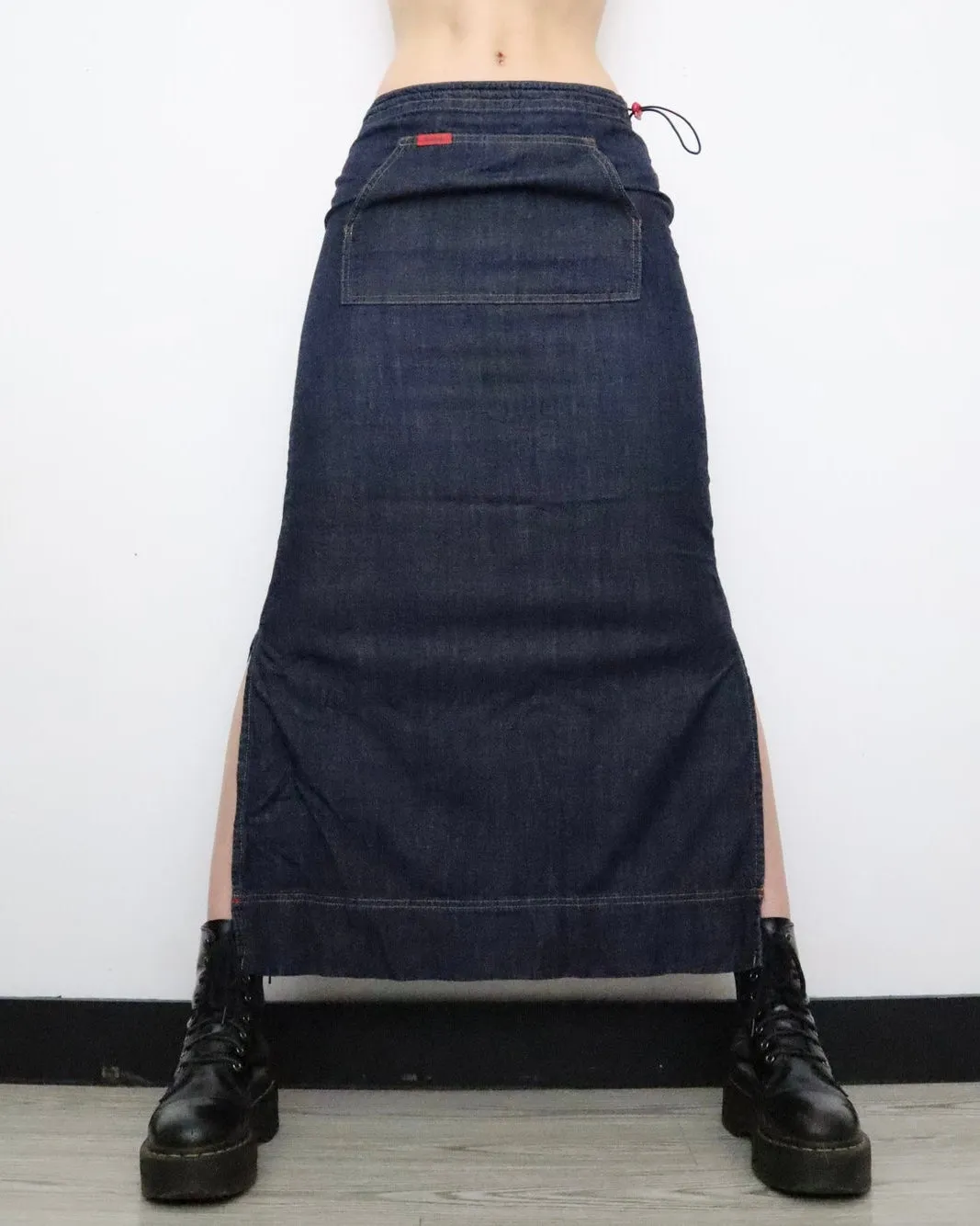 Denim Cargo Maxi Skirt (S-M)