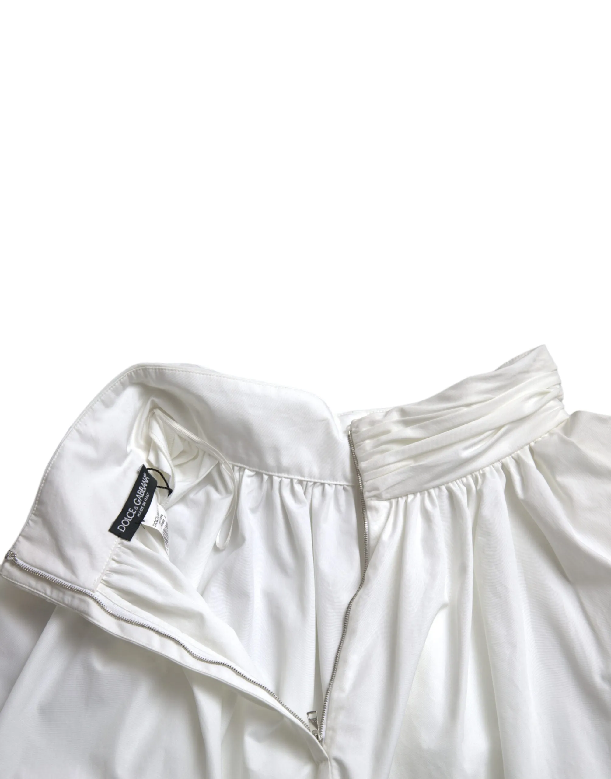 Dolce & Gabbana White Cotton High Waist Pencil Cut Maxi Skirt