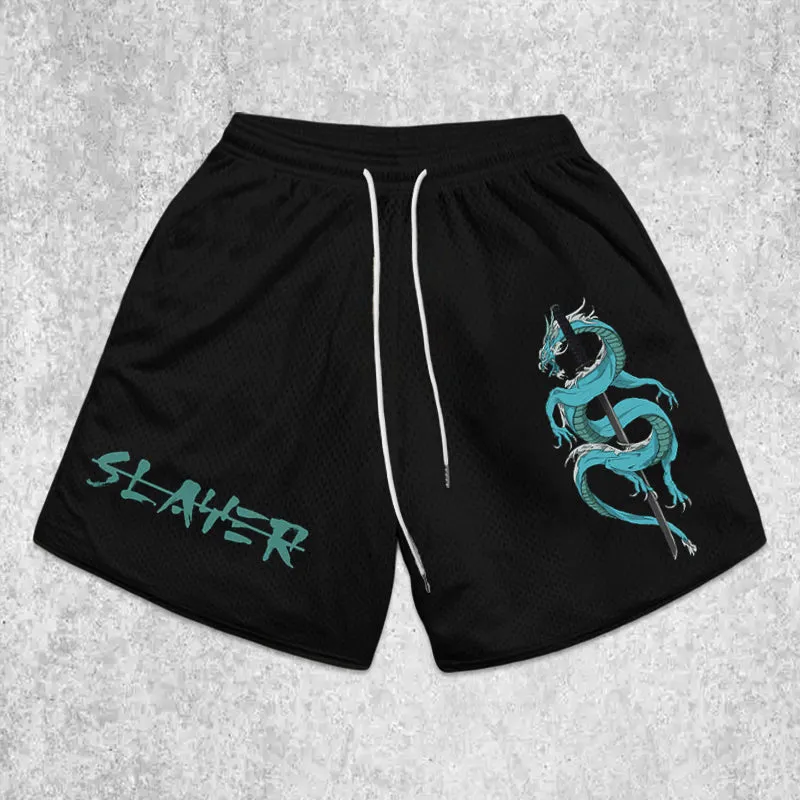dragon Graphic mesh shorts