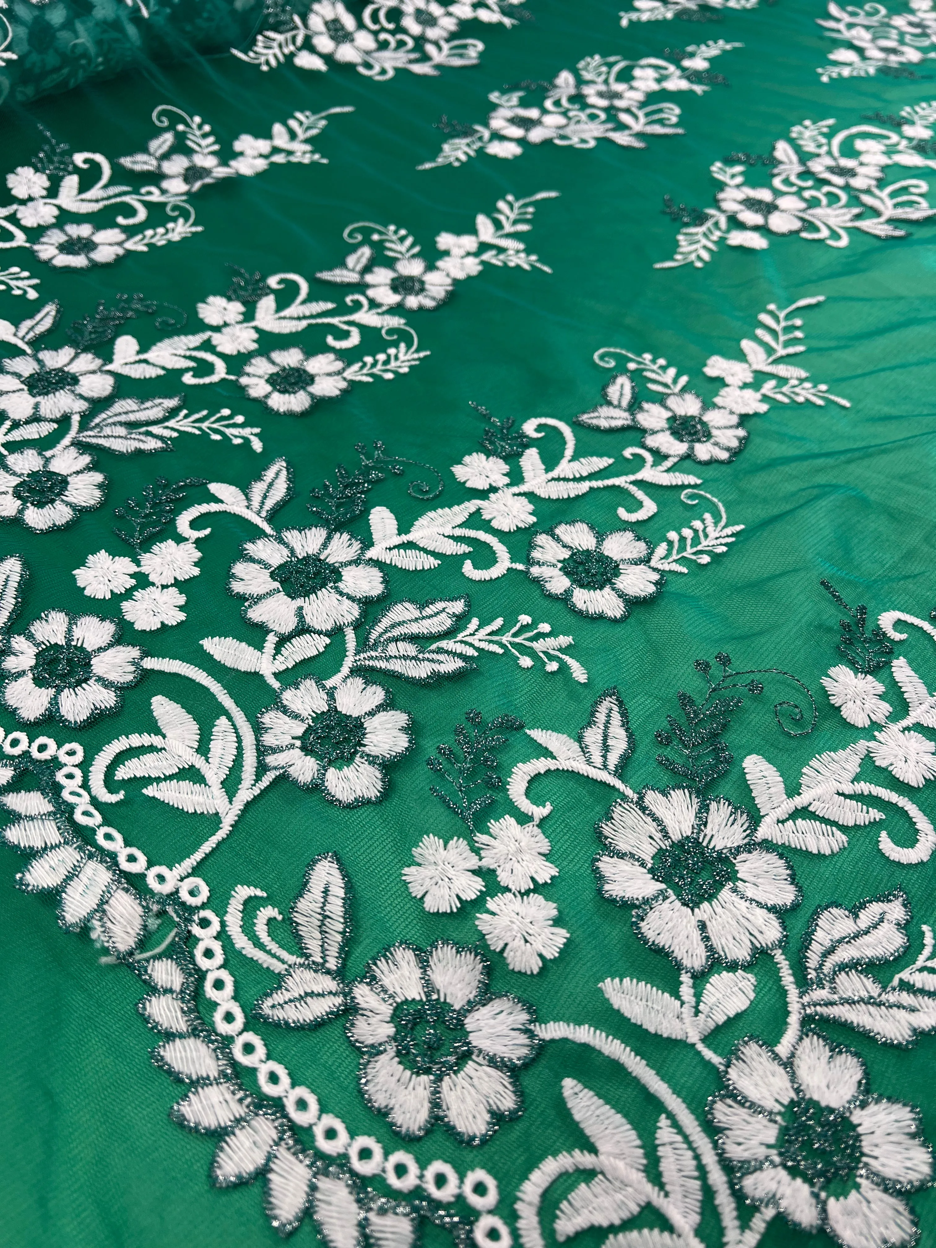 Embroidered Lace - Teal - 150cm