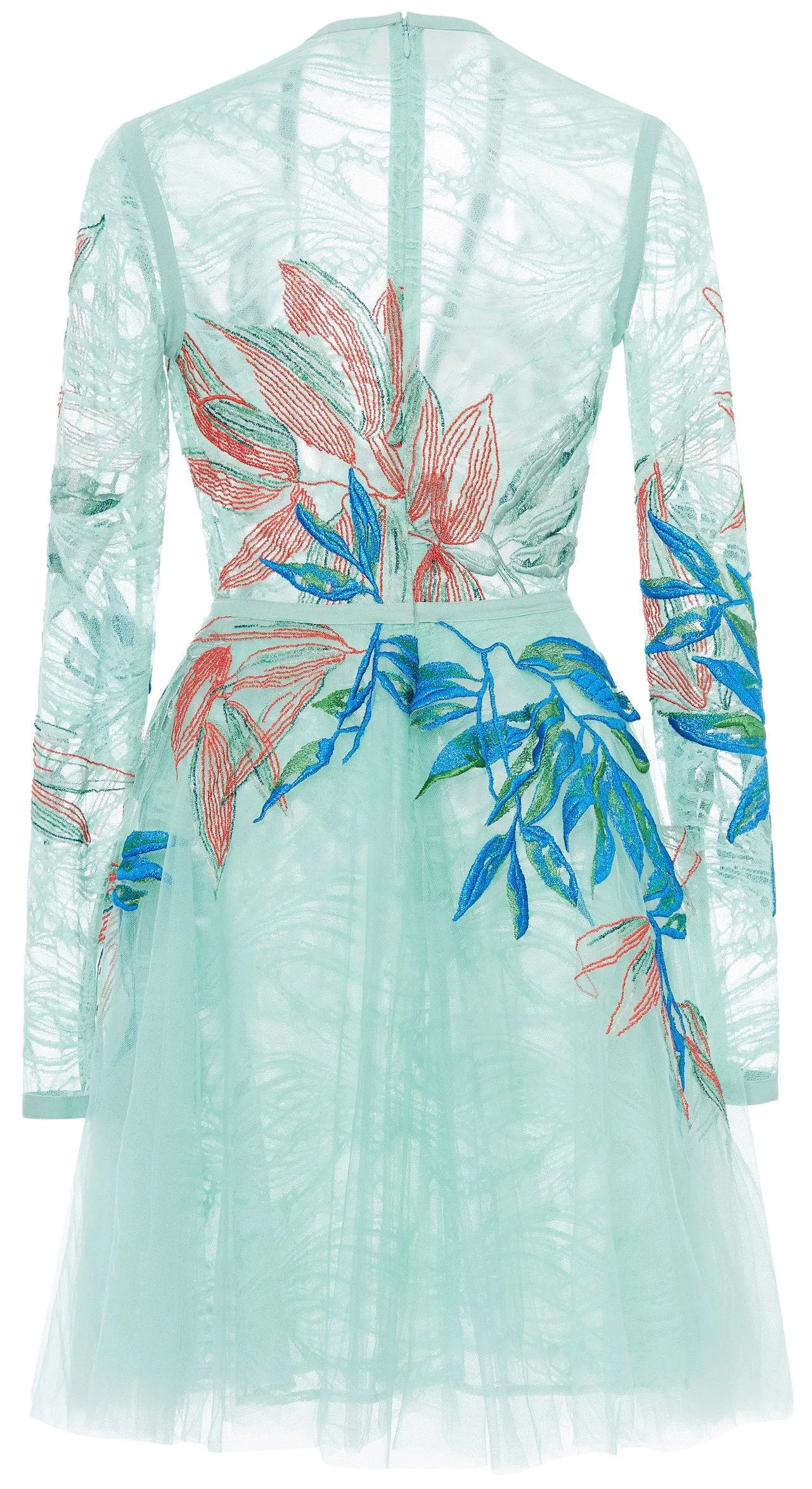 Floral Embroidered Green Mini Dress