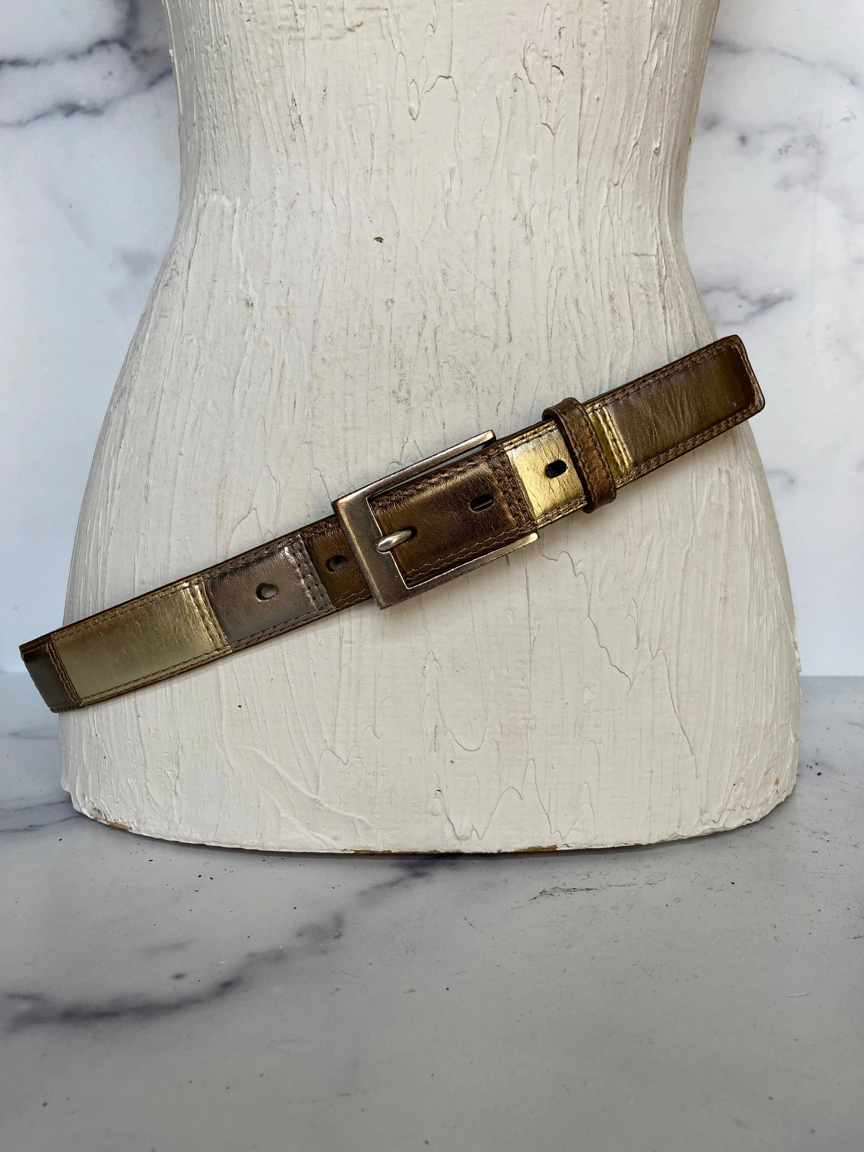 Fossil Genuine Leather Metallic Gradient Belt