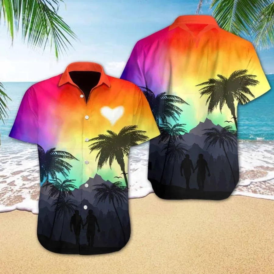 Gay Hawaiian Shirts, Gay Pride Hawaiian Shirt, Lgbt Heart Hawaiian Shirt, Gift For Gaymer