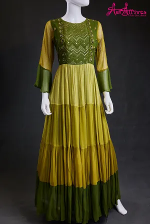 Georgette mehendi green gown