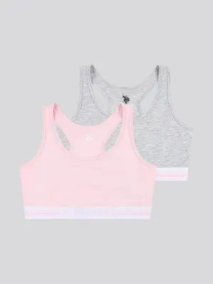 Girls 2 Pack Crop Tops in Pink