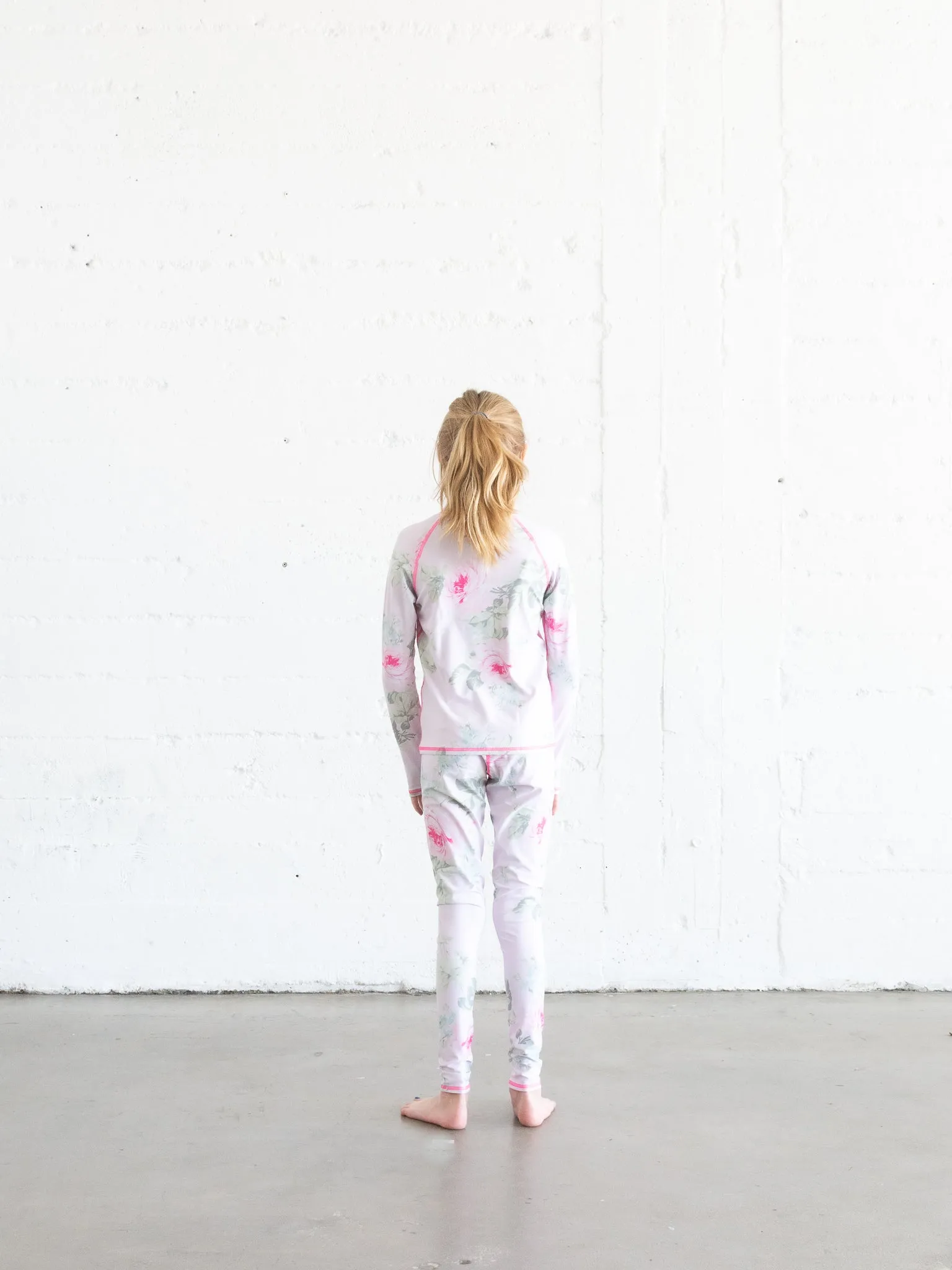 GIRL'S SWIM LEGGINGS - ROYAL BOUQUET PINK SHABBY CHIC COLLAB