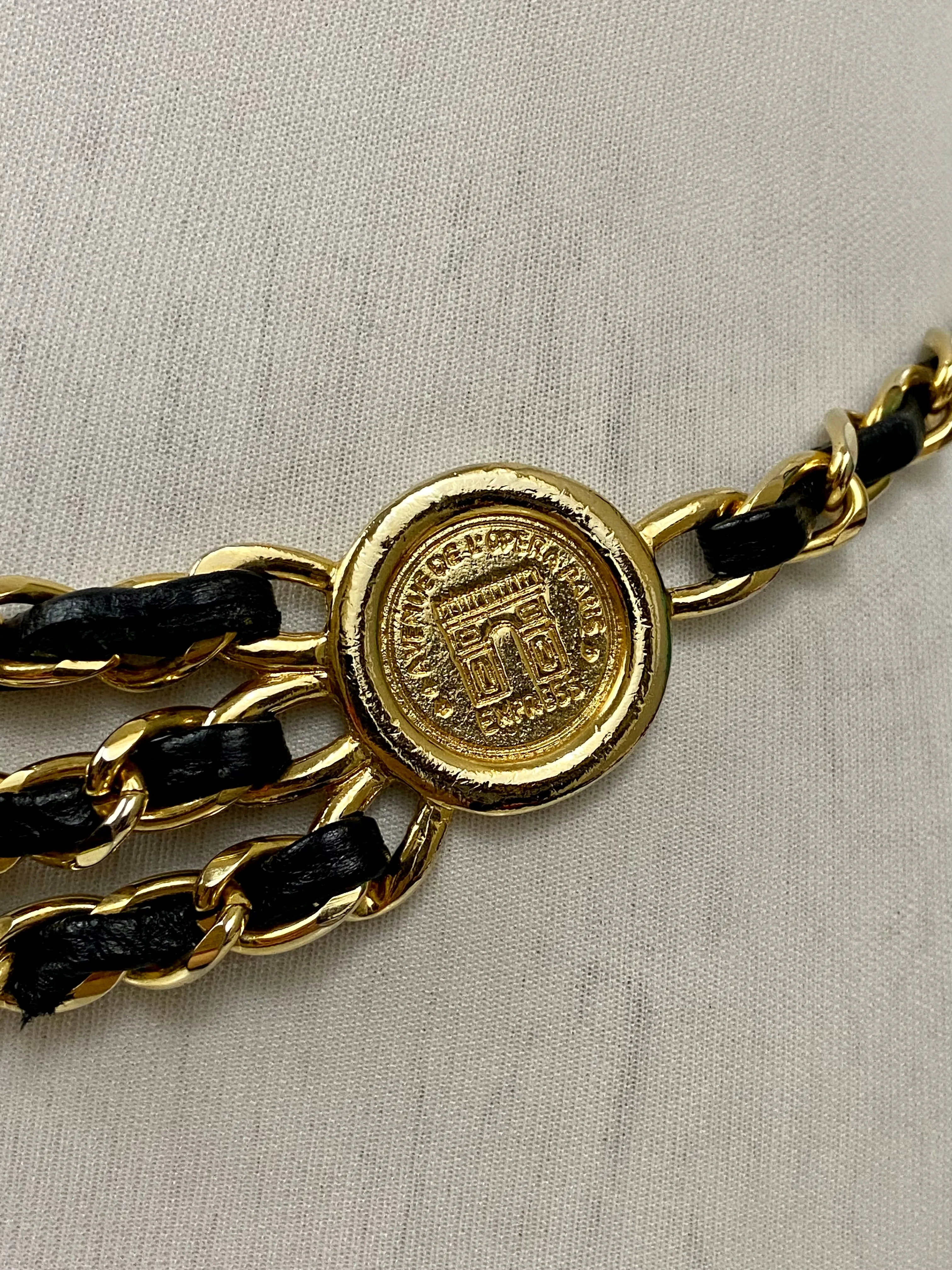 Gold &black layered waist chain belt