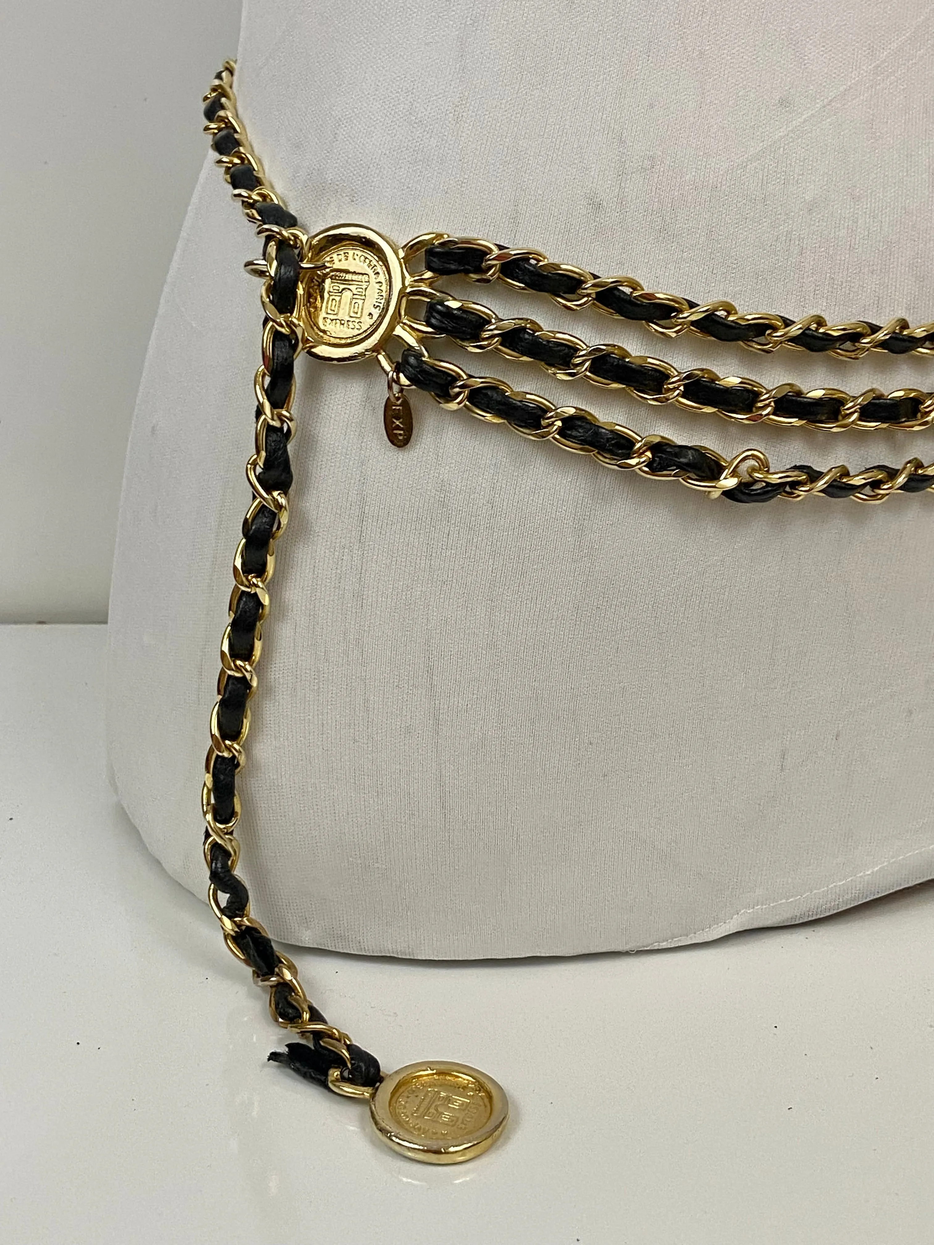 Gold &black layered waist chain belt