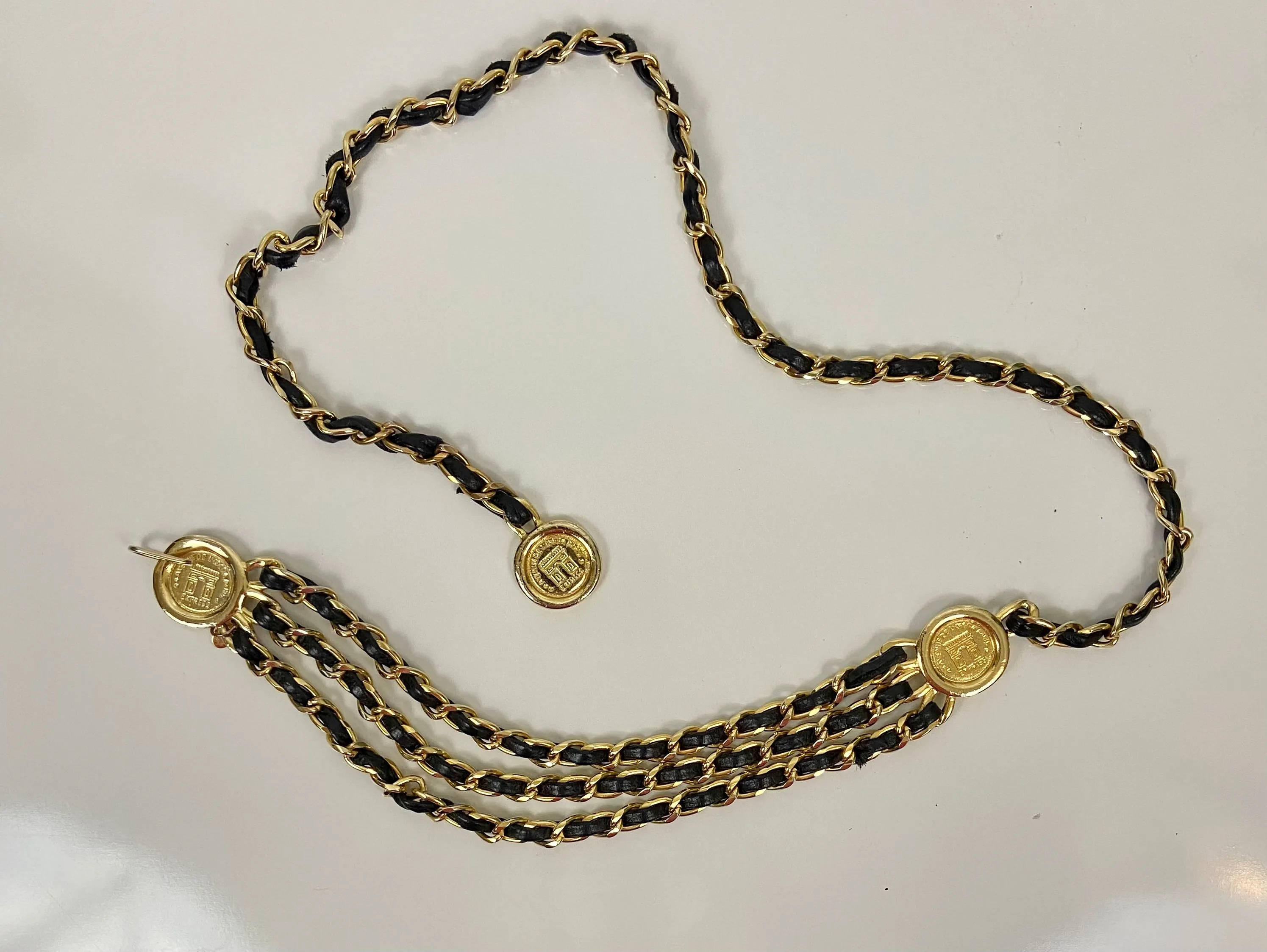Gold &black layered waist chain belt