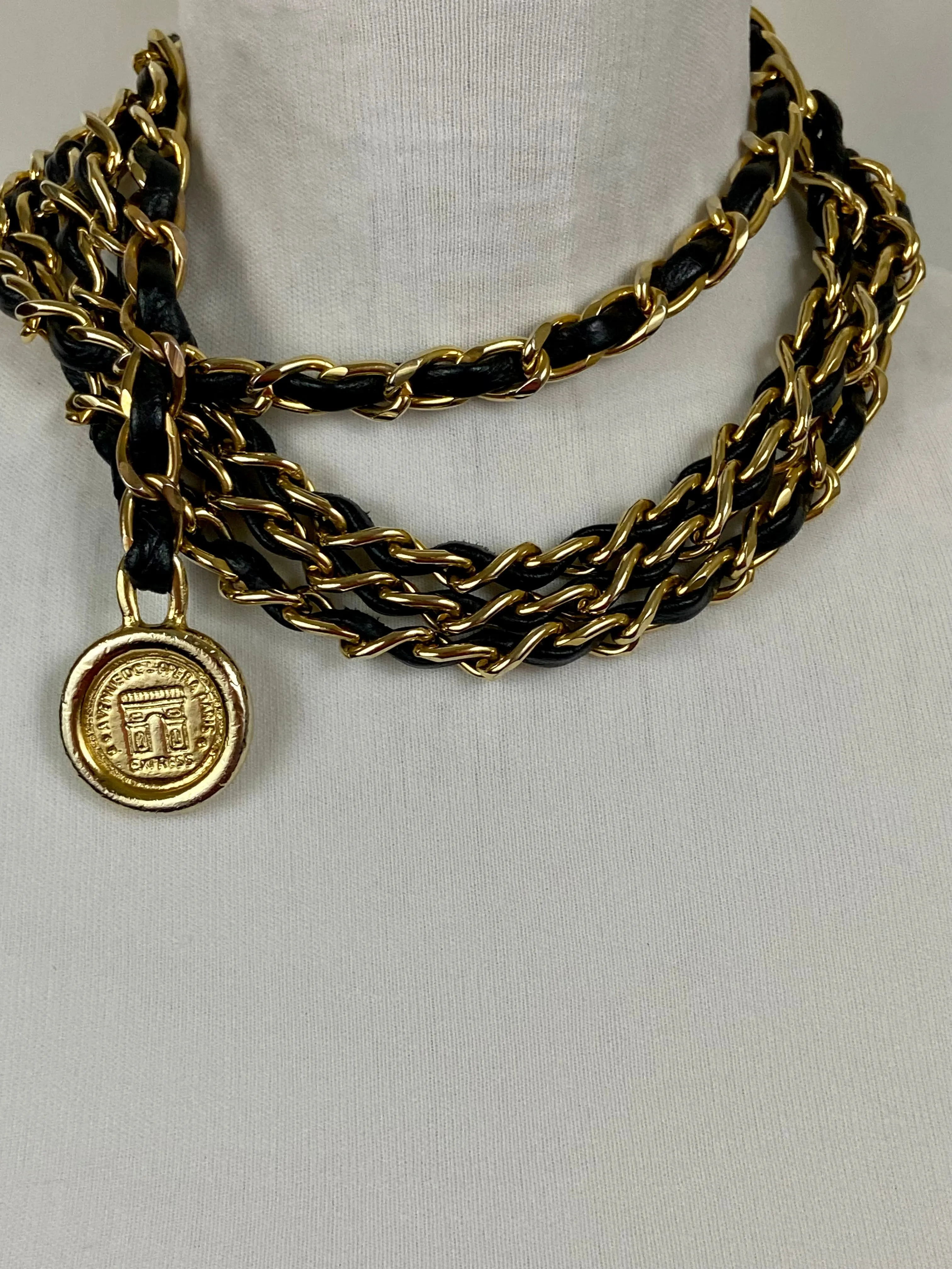 Gold &black layered waist chain belt
