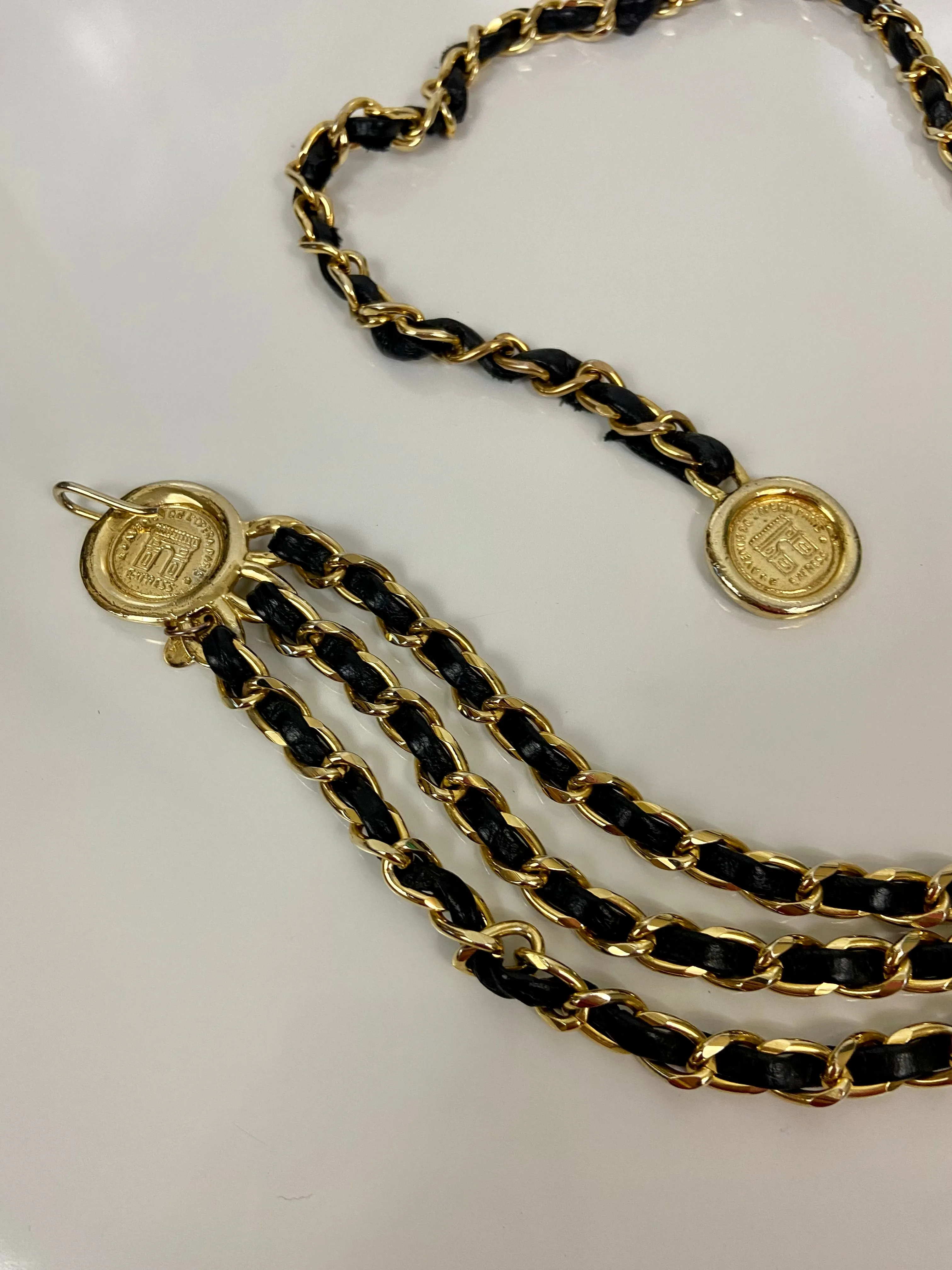 Gold &black layered waist chain belt