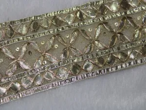 Golden Designer Criss Cross Gota Work Embroidered Border