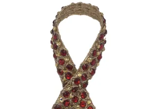 Golden Maroon Stone Work Designer Embroidered Border