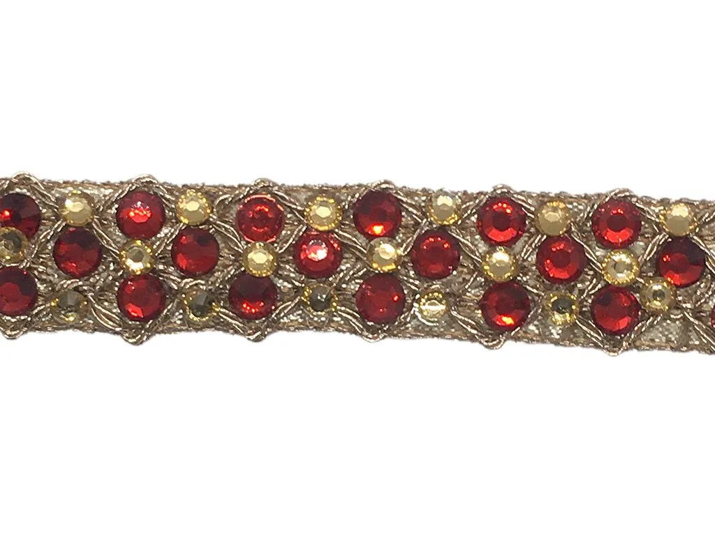 Golden Maroon Stone Work Designer Embroidered Border