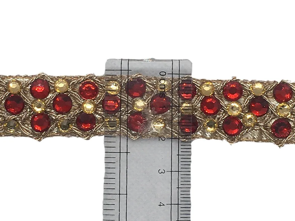 Golden Maroon Stone Work Designer Embroidered Border