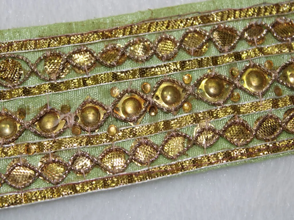 Green Golden Gota Work Embroidered Border