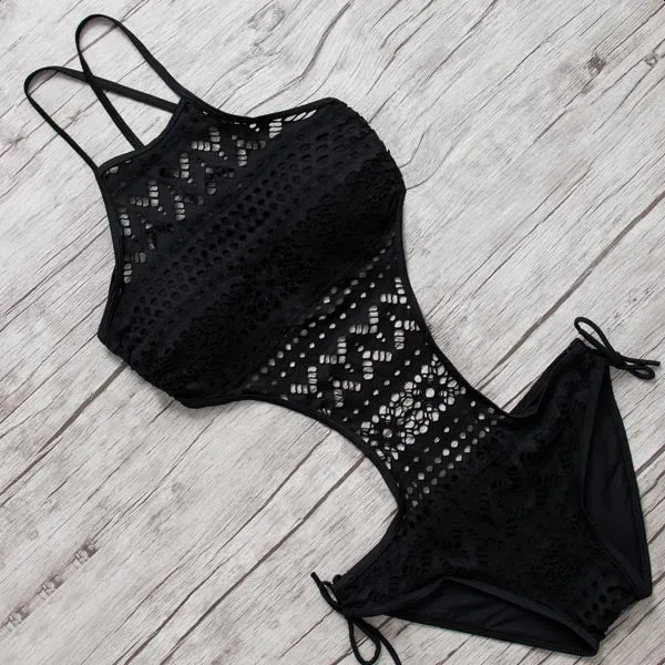 Halter 1 Piece Siamese Swimsuit Women Sexy Swimwear