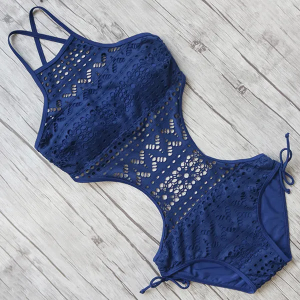 Halter 1 Piece Siamese Swimsuit Women Sexy Swimwear