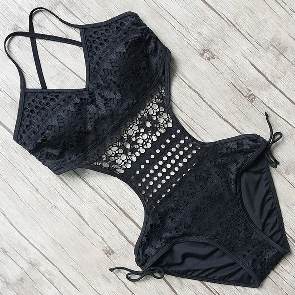 Halter 1 Piece Siamese Swimsuit Women Sexy Swimwear